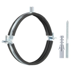 PATIKIL 6.3"-6.5"/159-166mm Split Ring Pipe Hanger, Heavy Duty Adjustable Pipe Bracket Clamp Galvanized Iron Wall Ceiling Mount Pipe Strap Support with Screws & Expansion Tube, Black