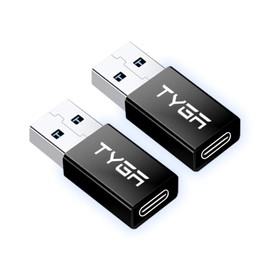 TYGA STORE USB Type C Female to USB Type A Male Adapter 5Gbps 3.0/3.1, Sync, Transfer, Charge, Plug & Play (2, Black)