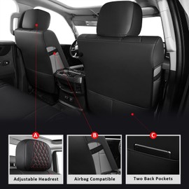 MIROZO Front Tundra Seat Covers Red,2PCS Truck Seat Cover Car Seat Protector Leather Seat Covers Fits for Tundra 2014 2014 2015 2016 2017 2018 2019 2020 2021 (Black and Red,2PCS Front)