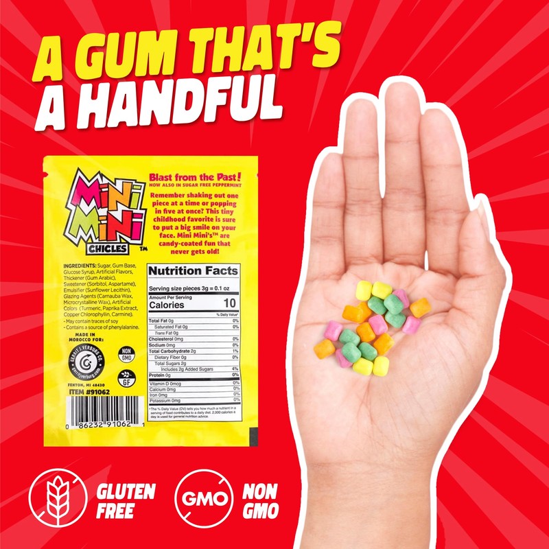Gerritâ€™s Mini Mini Fruit Chicles Gum, 0.79 Ounce Pouches -