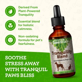 Animal Essentials Tranquility Blend for Dogs & Cats - Calming Supplement, Valerian Root, Liquid Drops, Herbal Formula - 1 Fl Oz