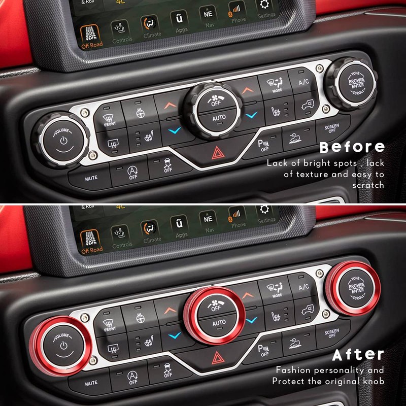 Auovo Air Conditioner Switch Knob Cover for 2018-2023 Wrangler JL