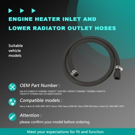 HVAC Engine Heater Inlet & Lower Radiator Outlet Hose Pipe Assembly fits Tahoe 2007-2014 Replaces 626-619, 22884219