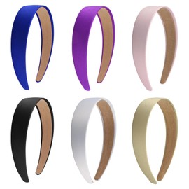 6 Colours Headband Set Hair Band Girls Colourful Satin Headband Wide 3 cm Headband for Crafts, Hair Accessory for Women and Girls