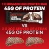 MUSASHI High Protein Bar, 45g Protein, 2g Total Sugars, Milk
