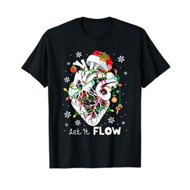 Let It Flowing Xmas Anatomy Santa Heart Part Cardiac Nurse T-Shirt, black