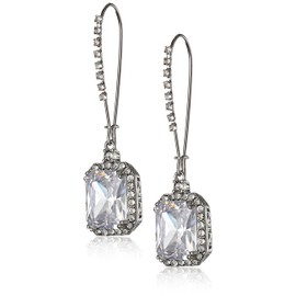 Betsey Johnson CZ Crystal Square Earrings Crystal/Silver Drop Earrings
