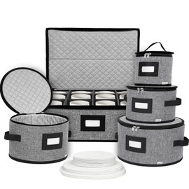 China Storage Containers, Hard Shell with Felt Dividers for Plates, Moving Boxes for Dishes, Cups, Mugs, Tableware Moving Supplies for Kitchen Organization- 5-Piece Set