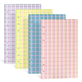 NEWEST Colored A6 Loose Leaf Paper, 80 Sheets 6-Hole Punched Lined Paper Gradient Binder Planner Refills Decorative Notebook Paper for 6 Ring Binder (Small Checkered)