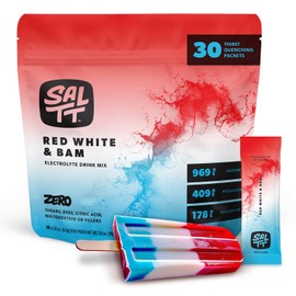 Keto Chow Mezcla de bebida en polvo con electrolitos SALTT - Rojo, blanco y bam - 30 sobres de hidratación - Magnesio, potasio, sodio, minerales...   