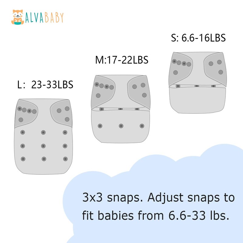 ALVABABY Baby Cloth Diaper 6 Pack with 12 Inserts One