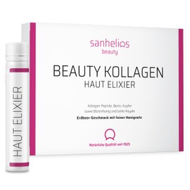Sanhelios Beauty Kollagen HAUT-ELIXIER – Anti Aging zum Trinken* - der Testsieger - 7 Trinkampullen - 2500 mg Premium-Kollagen-Peptide + Biotin, Kupfer & Vitamin C, Blütenhonig & Gelée Royale