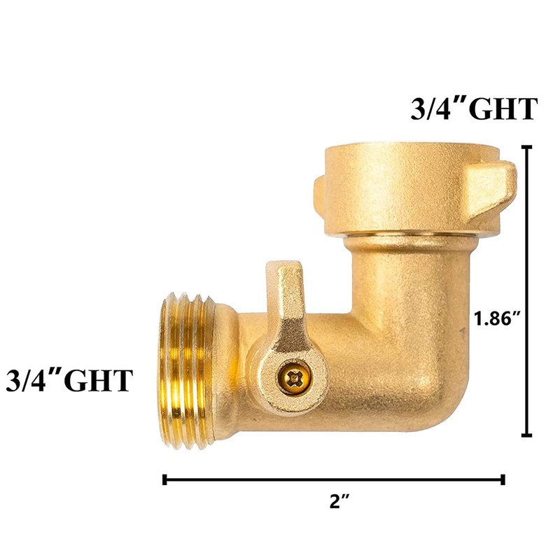 Xiny Tool 90 Degree Garden Hose Adapter with Shut Off