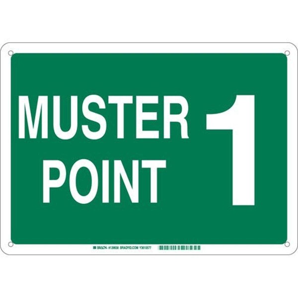 Brady 139664 Aluminum "Muster Point 1" Sign, Text, 10" H