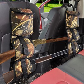Cokacot Seat Back Gun Rack, 2 Pack Truck Gun Rack Foldable Car Seat Back Gun Holder Camo Rifle Holder with Storage Pockets, Gun Sling Bag for Hunting Rifles/Shotguns, Fit Most Truck SUV