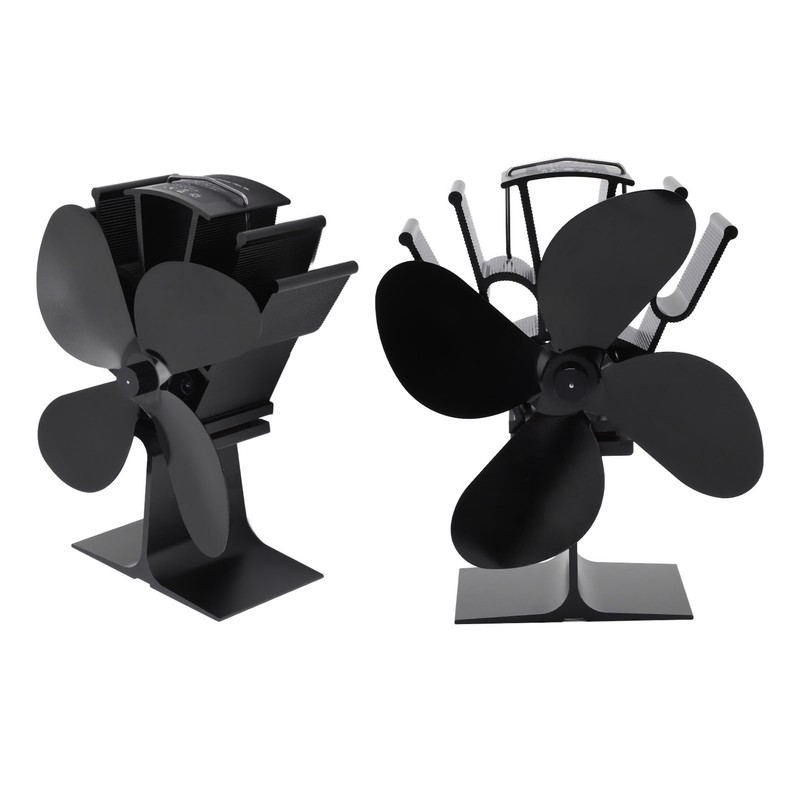 4 Blade Heat Powered Stove Fan Silent Eco Friendly Aluminium
