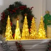 Soaoo 5 Pcs Mercury Glass Christmas Tree with LED Lights