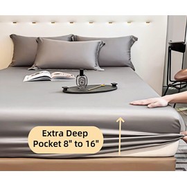 Fitted Sheet King - Hotel Luxury Bottom Fitted Sheets Only - 100% Organic Cotton Fitted Bed Sheet - Deep Pocket Fitted Sheet Only, 78" x 80" + 14" (King, Gray)