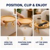 Bamboo Sofa Armrest Tray Table, Clip-On Round Couch Tray for