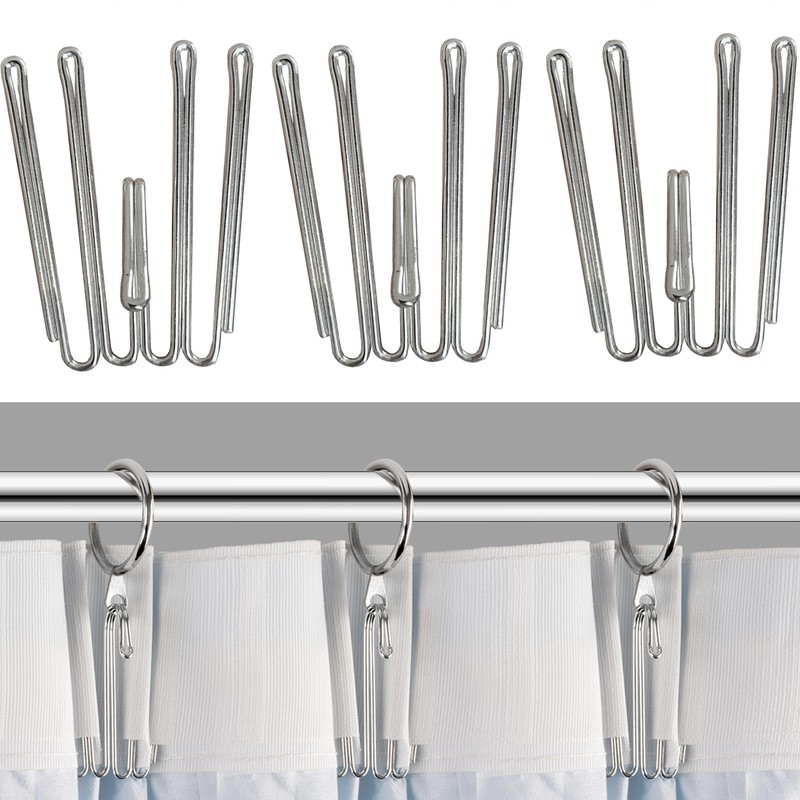 Metal Curtain Hooks Pinch Pleat Header Tape Pins Heavy Duty