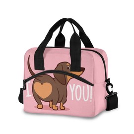 Glaphy Cute Dachshund Dog Lunch Bags, Insulated Lunch Tote Bags Cooler Lunch Box Food Container for Women Men Adults