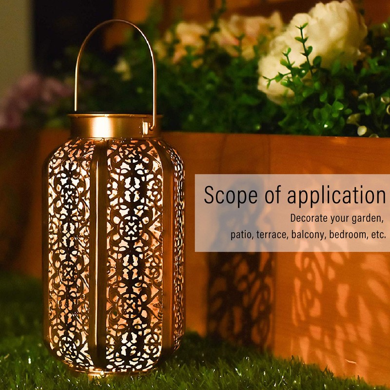 5730LED Hanging Lamp Solar Powered IP44 Waterproof Hex Hollow Lantern