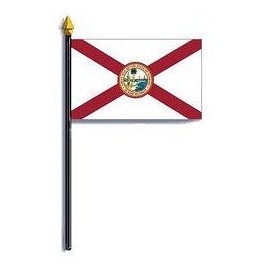 Florida State Flag Rayon On Staff 4 in. x 6 in.