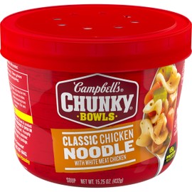 Campbell's Chunky Soup, Classic Chicken Noodle Soup, 15.25 oz Microwavable Bowl