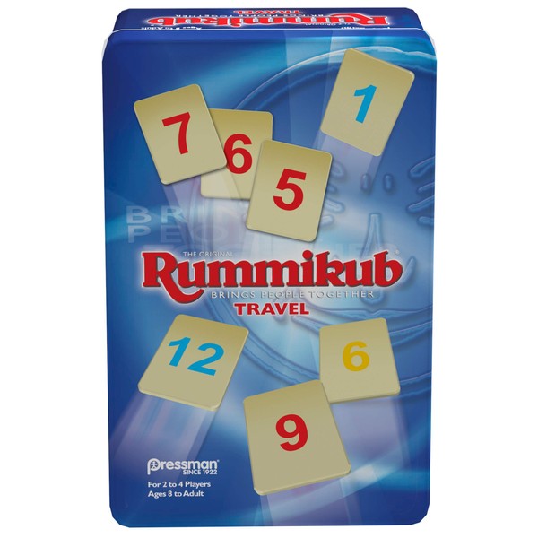 Rummikub in Travel Tin - The Original Rummy Tile Game by Pressman, Blue (B07GLGBW9X)