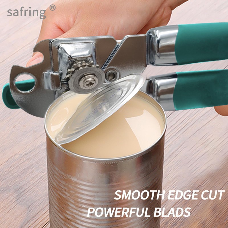 Safring Can Opener Manual, Handheld Strong Heavy Duty Stainless Steel
