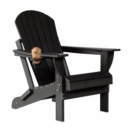 Withniture HDPE Adirondack Chair, Classic All-Weather Outdoor Patio Adirondack Chair, Black