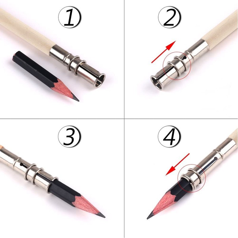 Anytoug Pencil Holder Extension Pencil Cap for Short Pencils, Set