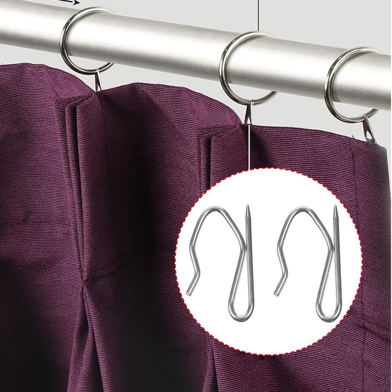 Heavy Duty Zinc Metal Drapery Pin Hooks Pack of 100