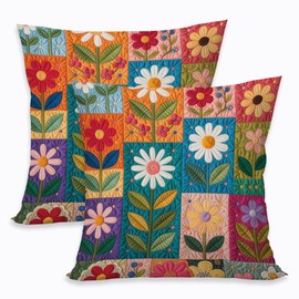 2 Pcs Vintage Botanical Floral Pillow Covers, Chinoiserie Floral Decorative Throw Pillows Vintage Rustic Toile Flower Pillow Cases, Linen Cushion Covers for Couch Sofa Bedroom Living Room Home Decor