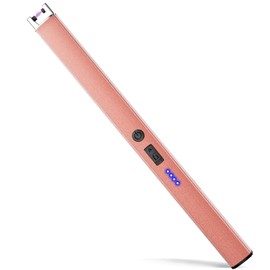 VEHHE Rechargeable Lighter, Windproof Flameless Extended Electric Candle Lighter with Anti-False-Touch Lock, USB Type C Arc Lighter with Led Display, for Birthdays BBQ Camping-Rose Gold