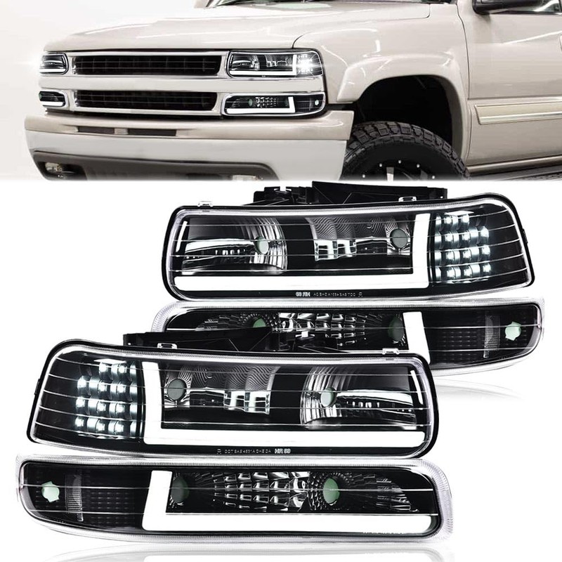ALLGOOD LED DRL Headlight Assembly Front Headlamp Compatible with 99-02
