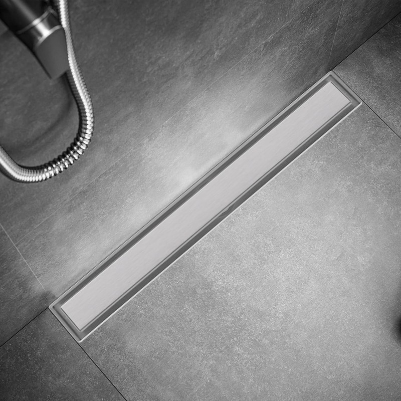Bmvlffs Brushed Nickel 24-Inch Linear Shower Drain with Tile Insert