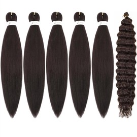 Dark Brown Curly Braiding Hair Pre stretched Hair Extensions for Bohemian Ez Braid Micro Synthetic Curly Deep Wave 26inch