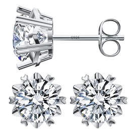 Gemtailor Moissanite Stud Earrings for Women and Men Snowflake 925 Sterling Silver D Color VVS1 18k Gold Plated Earrings 0.6-2ct Lab Created Diamond Earrings Jewerly (5mm(0.5ct*2))