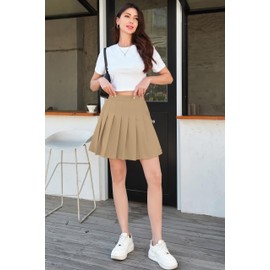 SANGTREE Girl Pleated School Uniform Cosplay Costume Skort Skirt, Khaki, 13-14 Years = Tag 170
