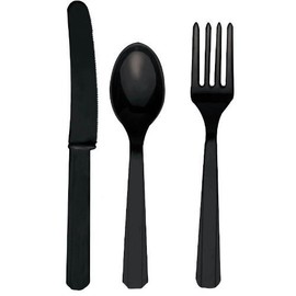 Plastic Cutlery Velvet Black Package of 24