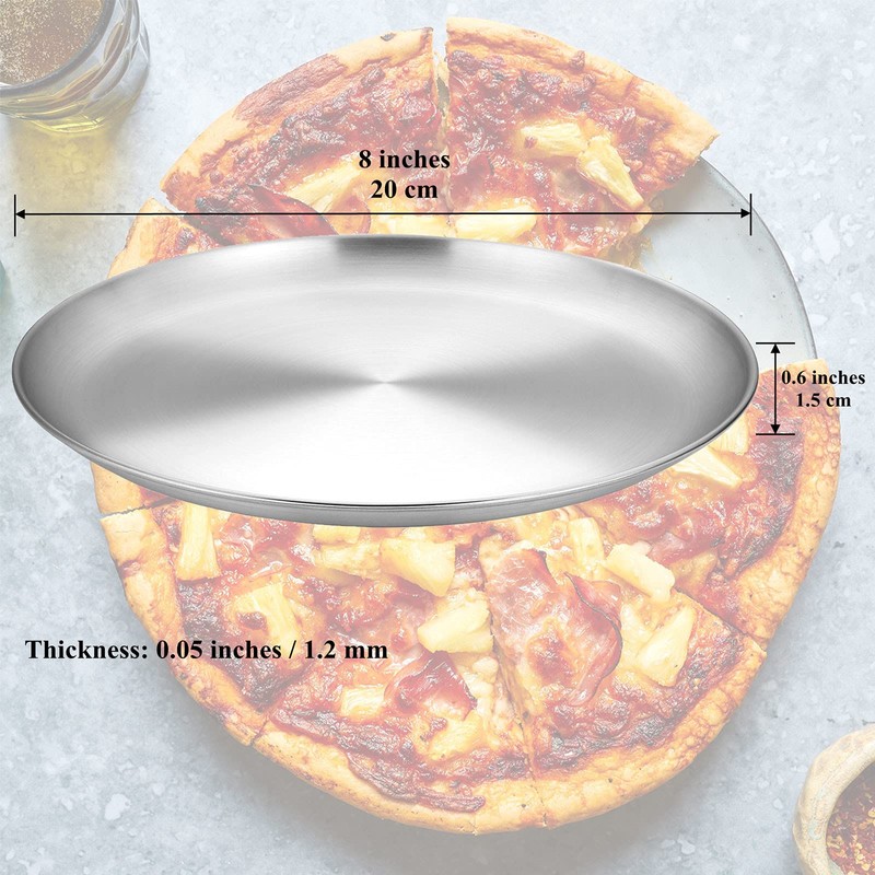 WEZVIX Stainless Steel Pizza Pan 8-Inch Set of 6, Pizza