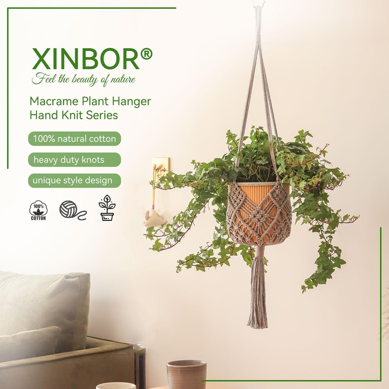 Hanging Planter with Patterns,2Packs Macrame Plant Hangers Indoor Macrame for