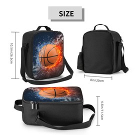 Gaakvrr Basketball Lunch Box for Boys, Insulated Durable Lunch Box with Adjustable Shoulder Strap, Portable Small Lunch Bag for Kids School/Picnic/Beach/Hiking Work