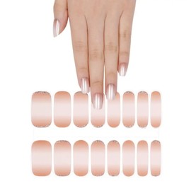 NKA Semi-Cured Gel Nail Strips Kit – 16 Long Strips in 8 Sizes – Quick & Easy Application – Cures in 60 Seconds – Includes Mini File & Cuticle Stick – Long-Lasting, Barely Sparkled