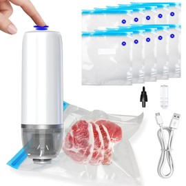 Handheld Vacuum Sealer for Food, Portable Cordless Vacuum Sealer Machine Set with 10 Sous Vide Bags for Food Storage Kitchen and Sous Vide Cooking