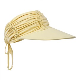 Sun Visor Hat for Women Wide Brim Sun Beach Visor Cap UPF 50+ UV Protection Ponytail Hats for Sports Beach Golf Tennis Hiking (US, Alpha, One Size, Yellow)