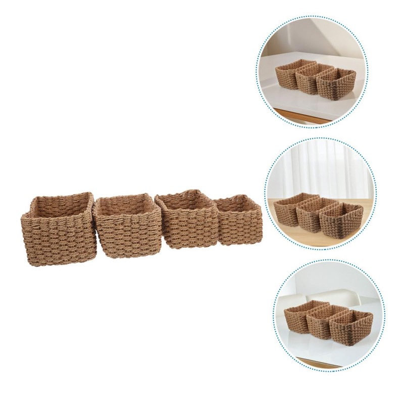ABOOFAN 4Pcs Handwoven Storage Bins Decorative Woven Baskets for Organization