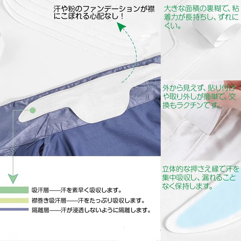 LOYELEY 襟 汗取り シート 襟汚れ防止テープ パッド テープ 汗 防止 汚れ防止