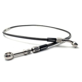 VRWEARE AN3 M10 Black Stainless Steel Braided Motorcycle Brake Line Oil Hose Pipe 360-degree rotatable Stainless Steel Fitting for Motocross Pit Dirt Street Racing ATV Motorcycle (90cm/35.4")